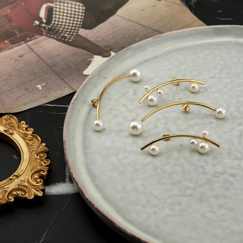 Hanging Pearl Stud Earrings