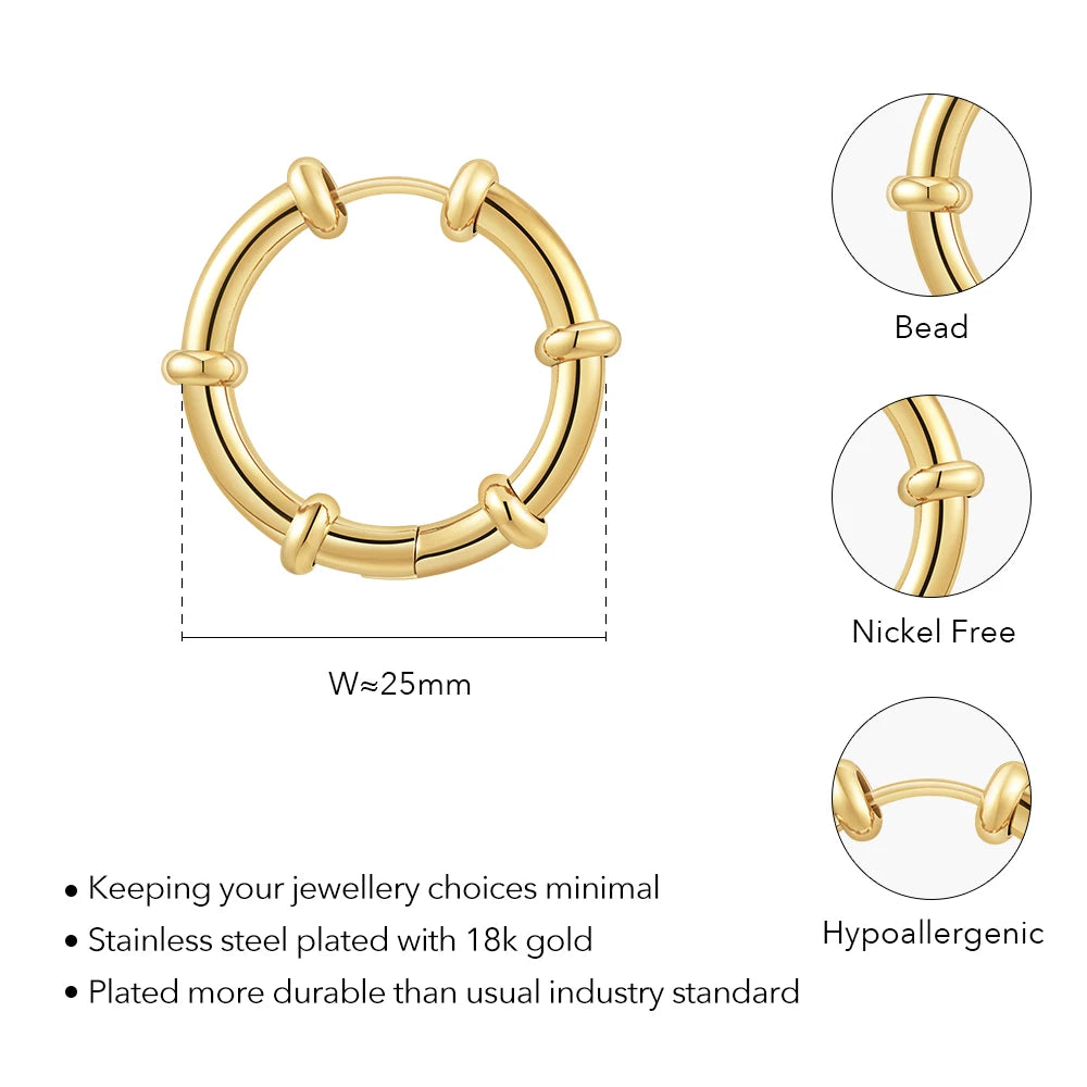 Steel Bead Hoop Earrings