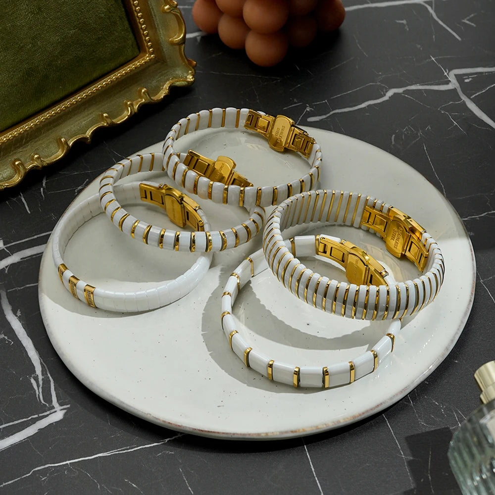 Ceramic Metal Spacer Bracelet & Ring