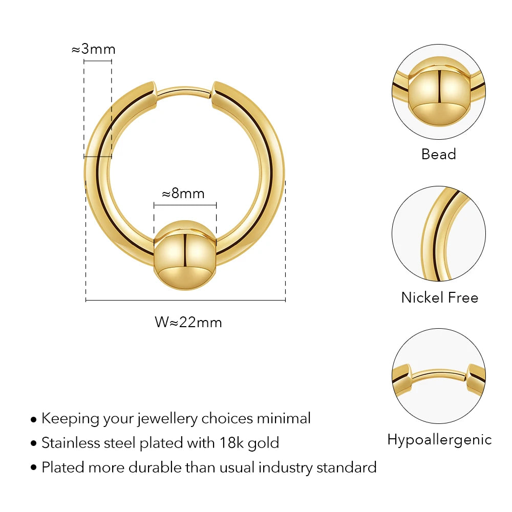 Steel Bead Hoop Earrings