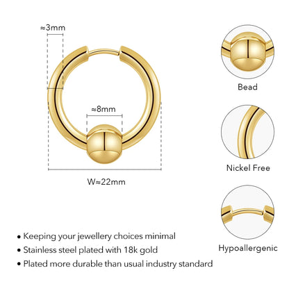 Steel Bead Hoop Earrings