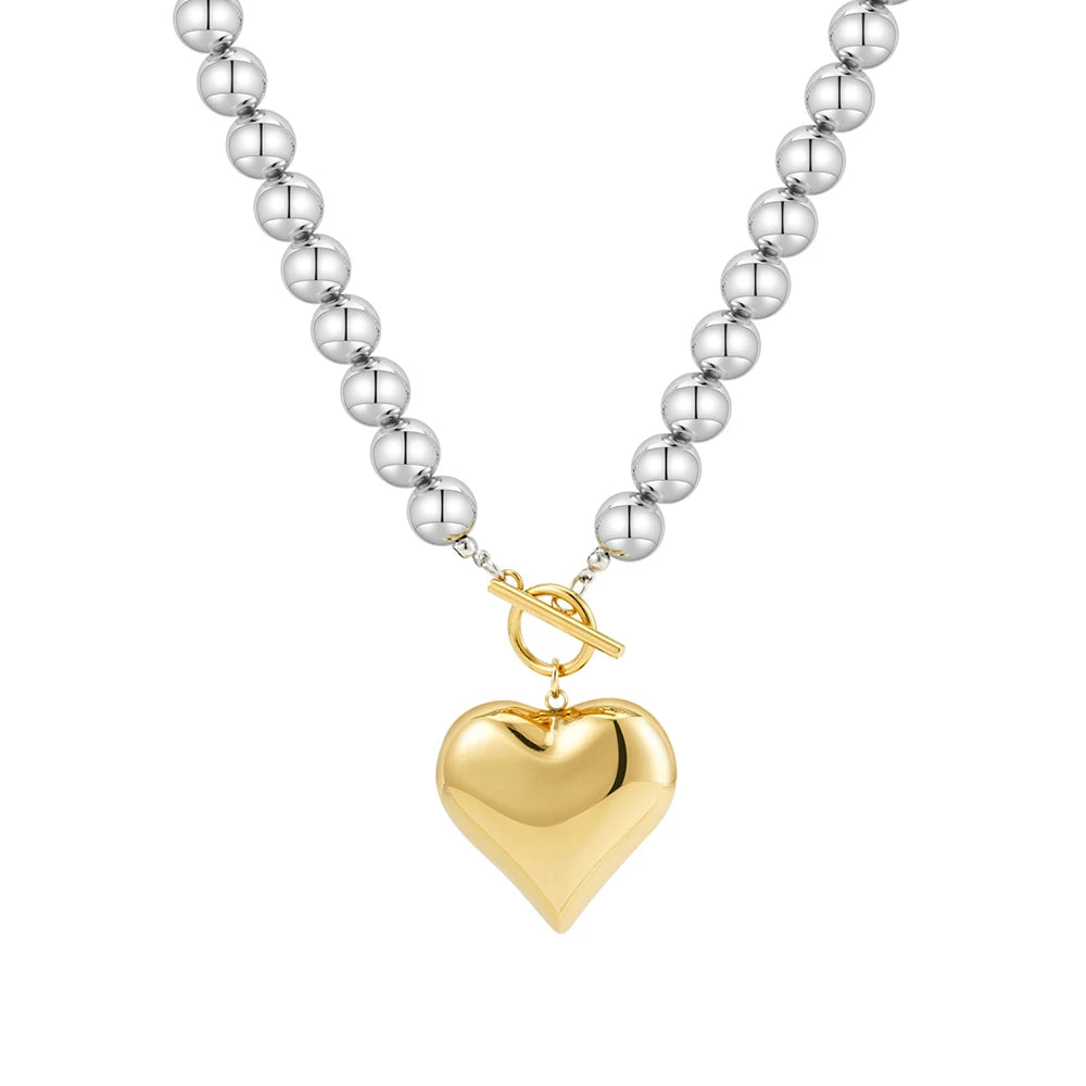 Silver Pearl Heart Bracelet & Necklace