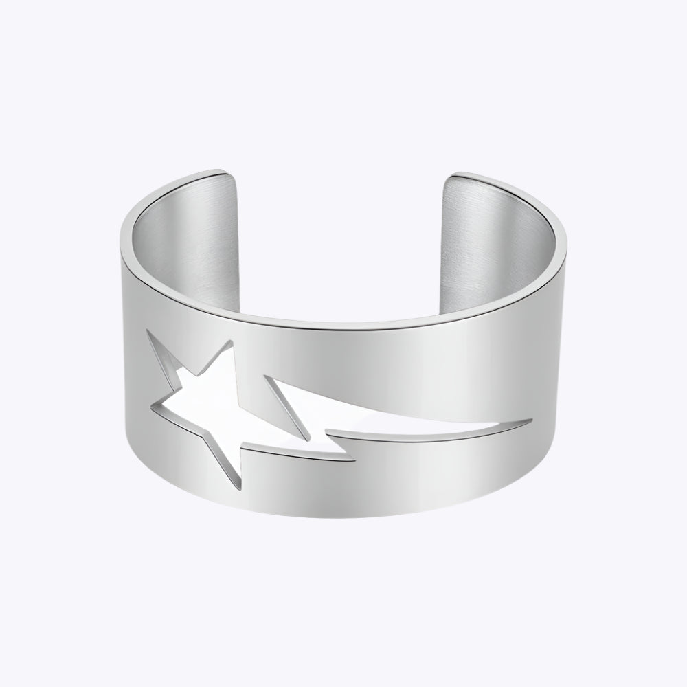 Graved Thunder Star Open Bracelet