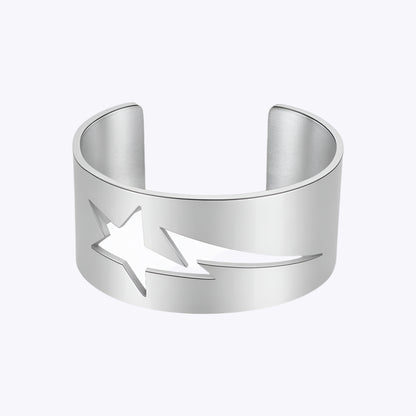 Graved Thunder Star Open Bracelet
