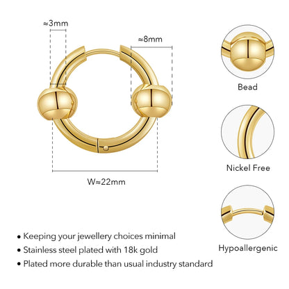 Steel Bead Hoop Earrings