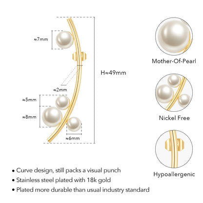 Hanging Pearl Stud Earrings