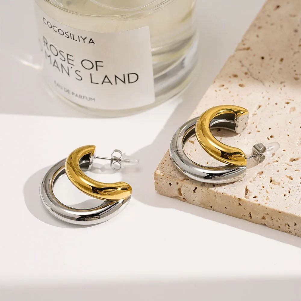 C Shape Stud Earrings