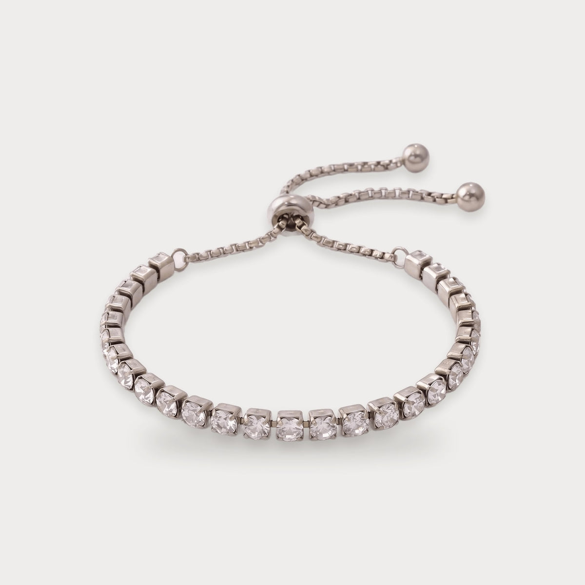 Adjustable Stainless Tennis Bracelet in silver