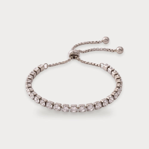 Adjustable Stainless Tennis Bracelet in silver