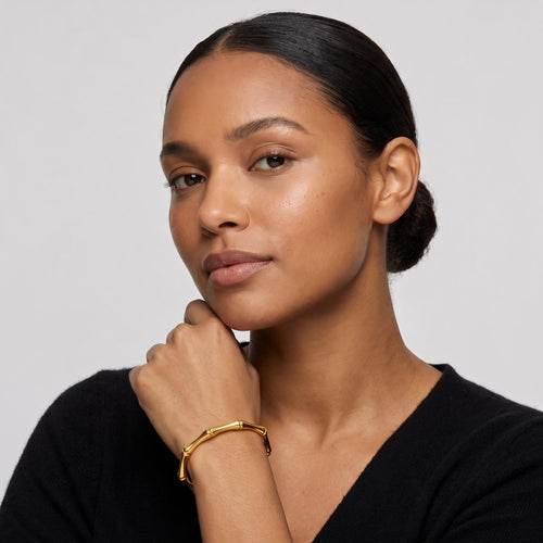Bamboo Bangle Bracelet worn by a model