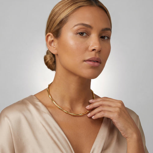 Bamboo Choker Necklace worn by a model