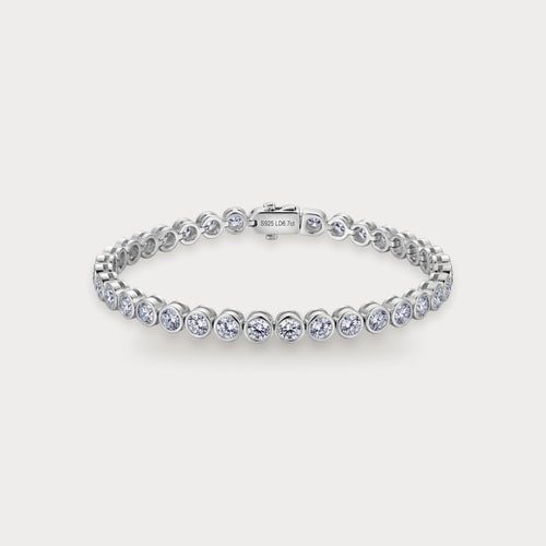 Bezel Lab Diamond Tennis Bracelet in sterling silver