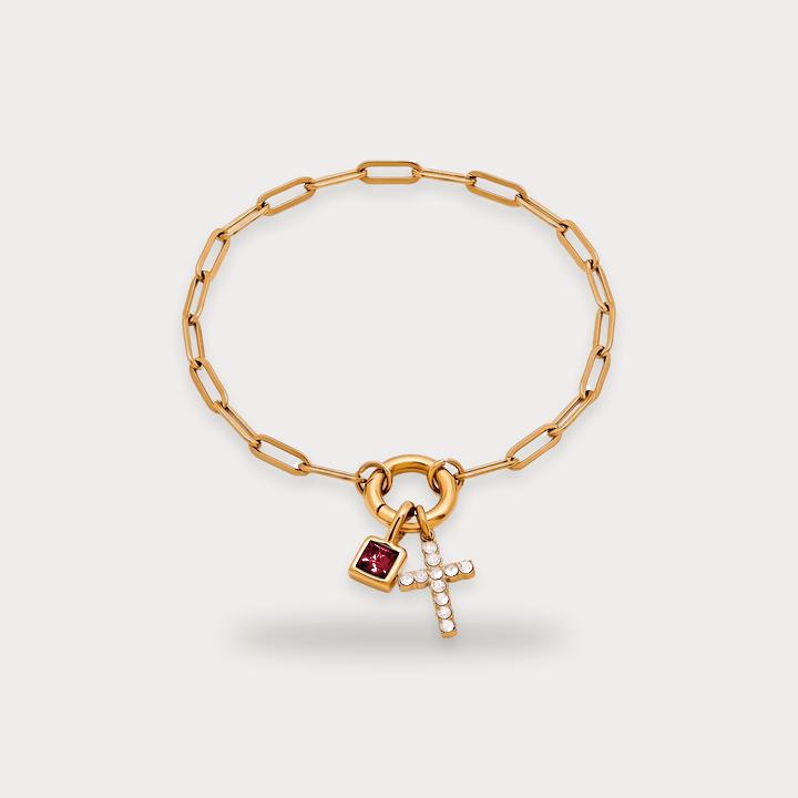 Birthstone Cross Clip Bracelet