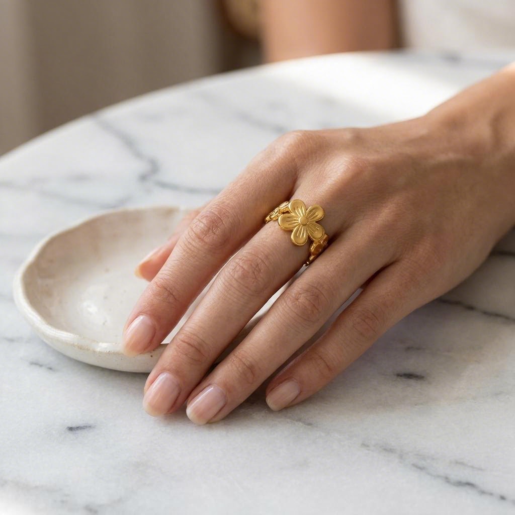 Blossom Ring worn on the hand