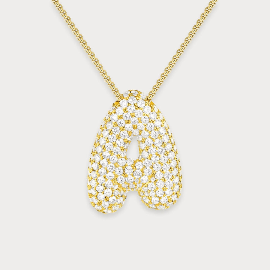 Bubble Initial Diamond Necklace