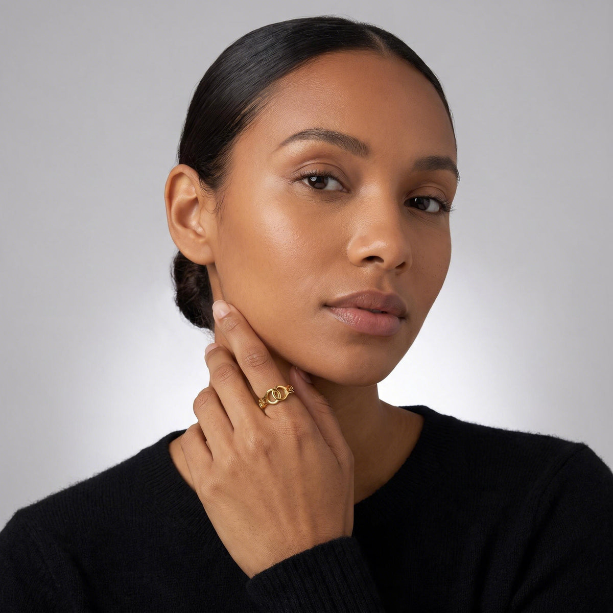 Circle Link Ring worn by a model