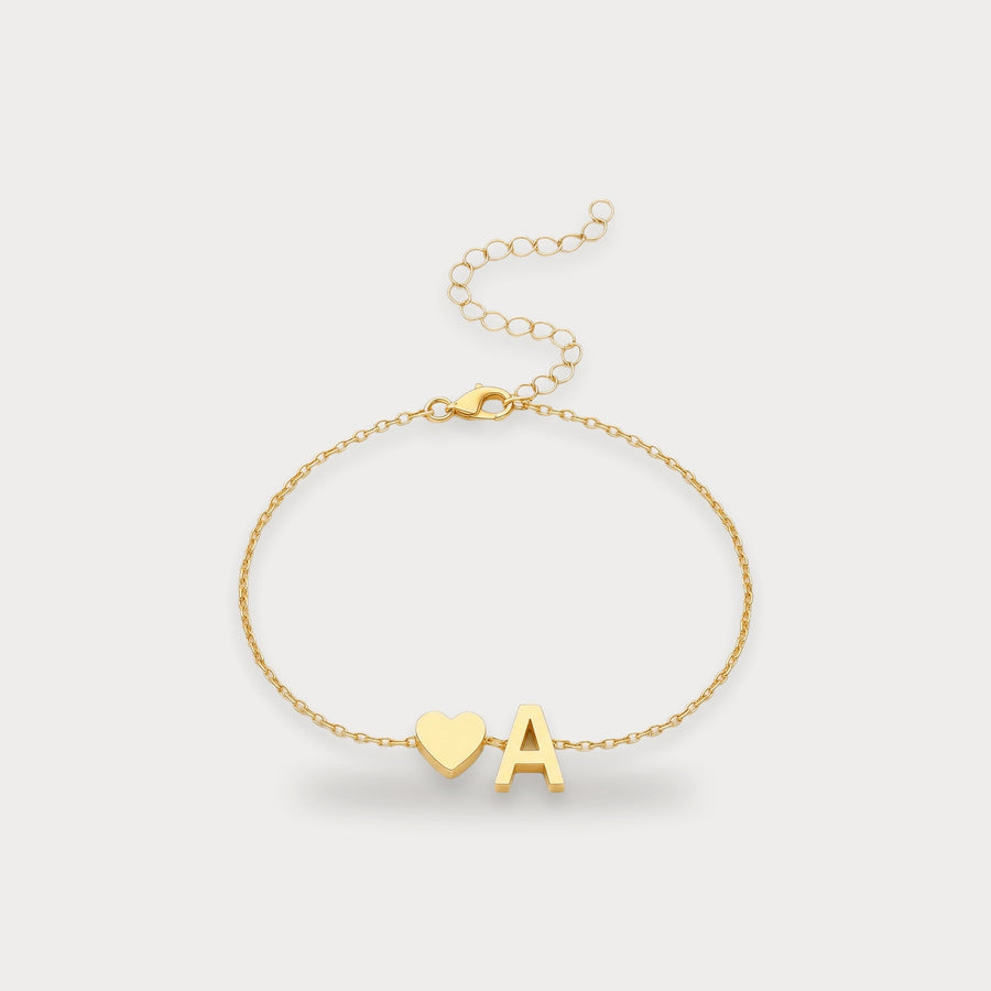 Initial Letter Heart Bracelet