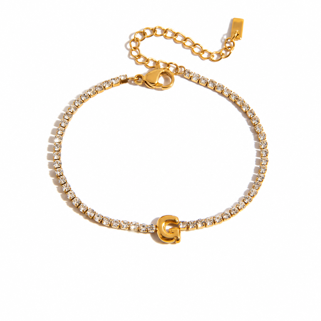 Initial Tennis Bracelet - G
