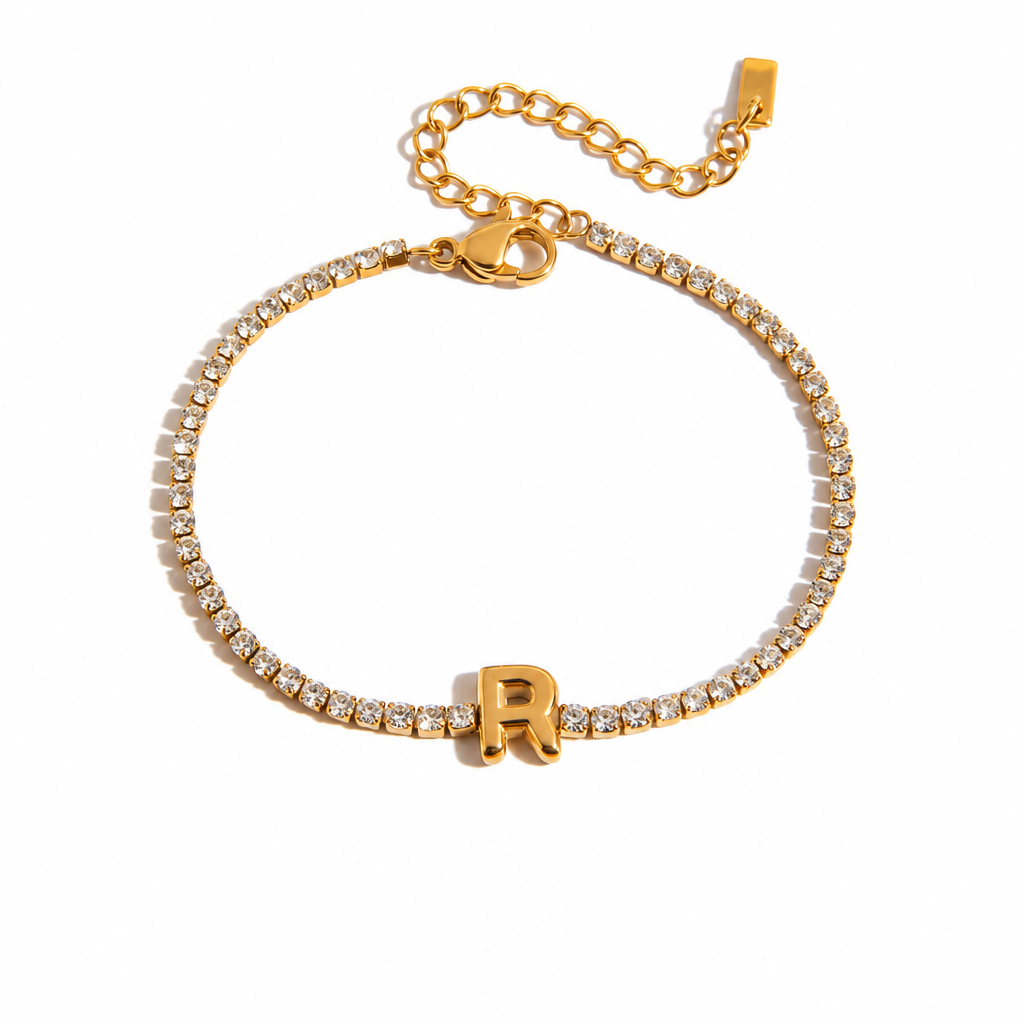 Initial Tennis Bracelet - R