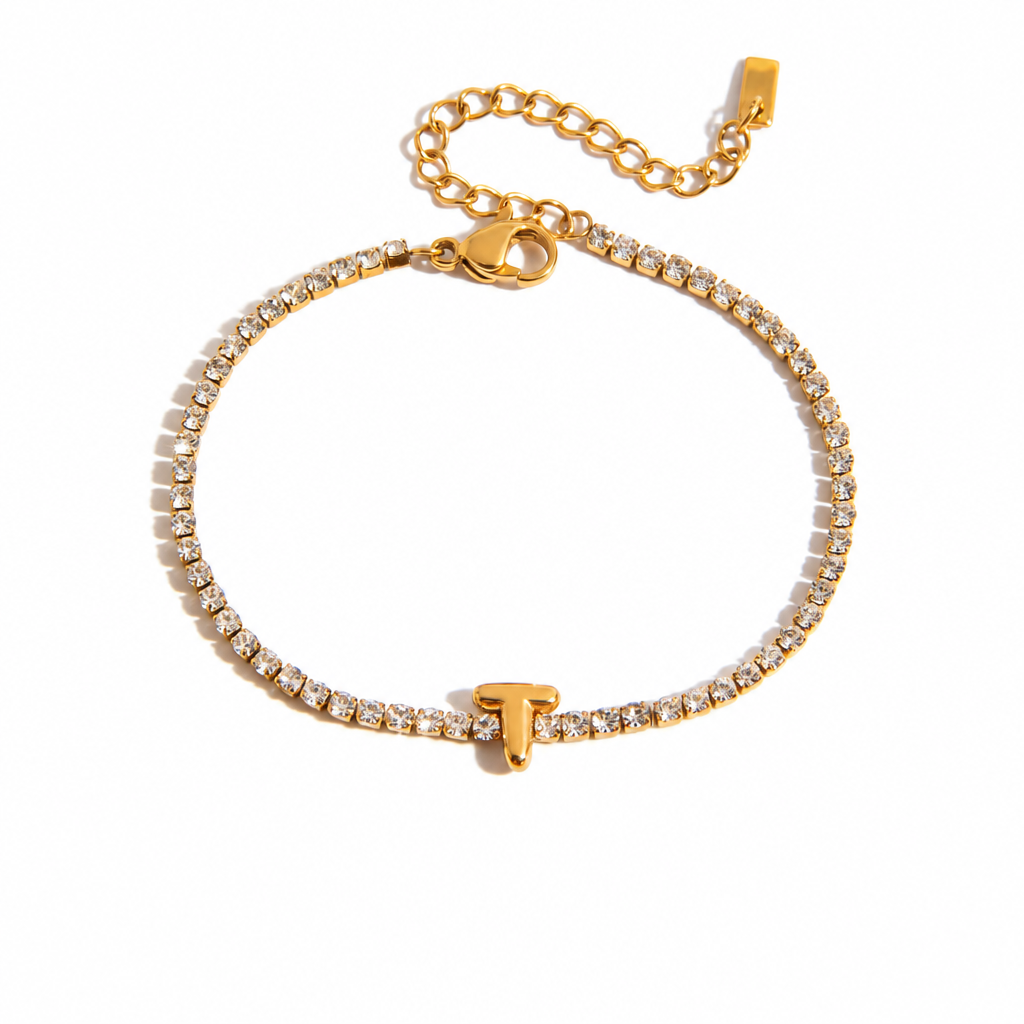 Initial Tennis Bracelet - T
