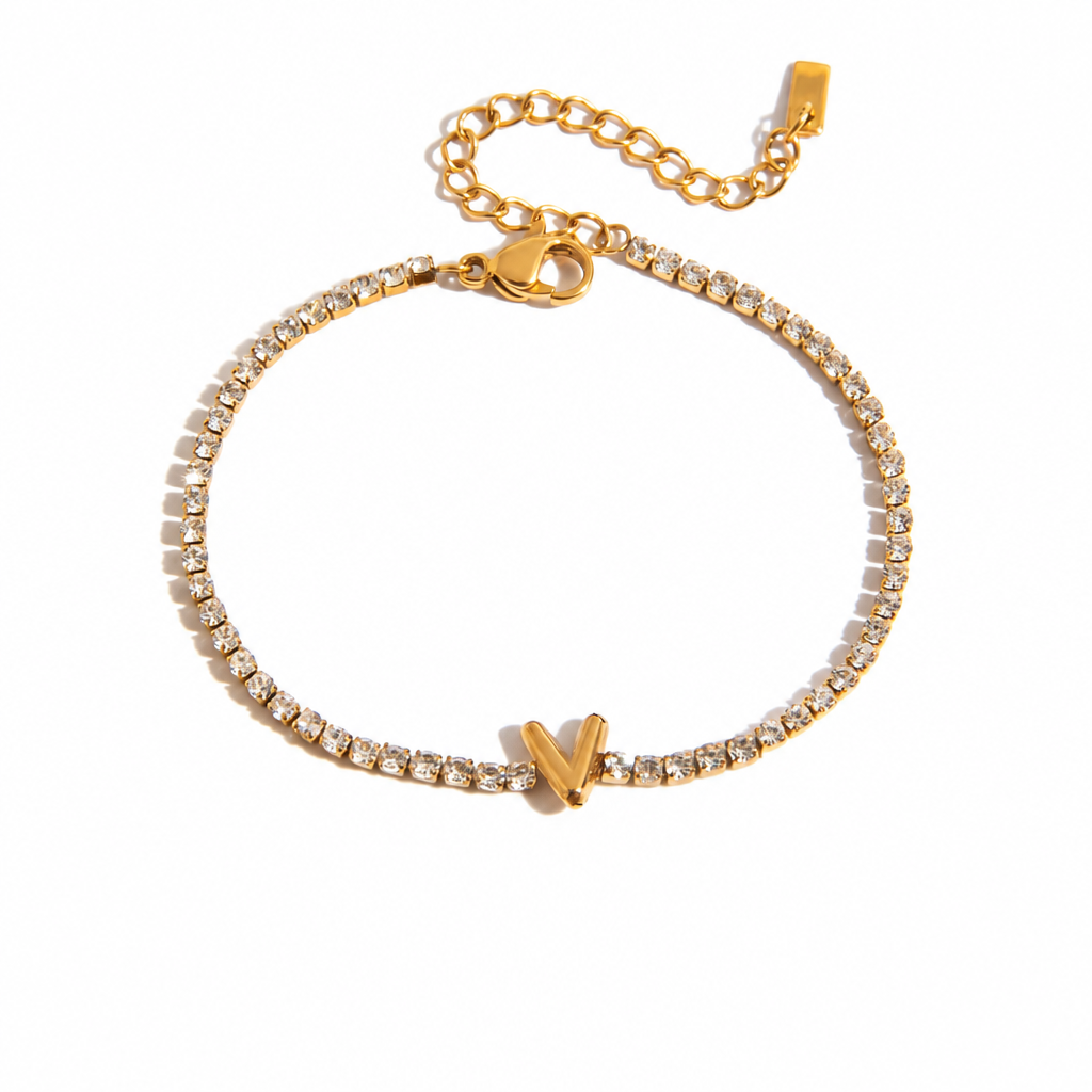 Initial Tennis Bracelet - V