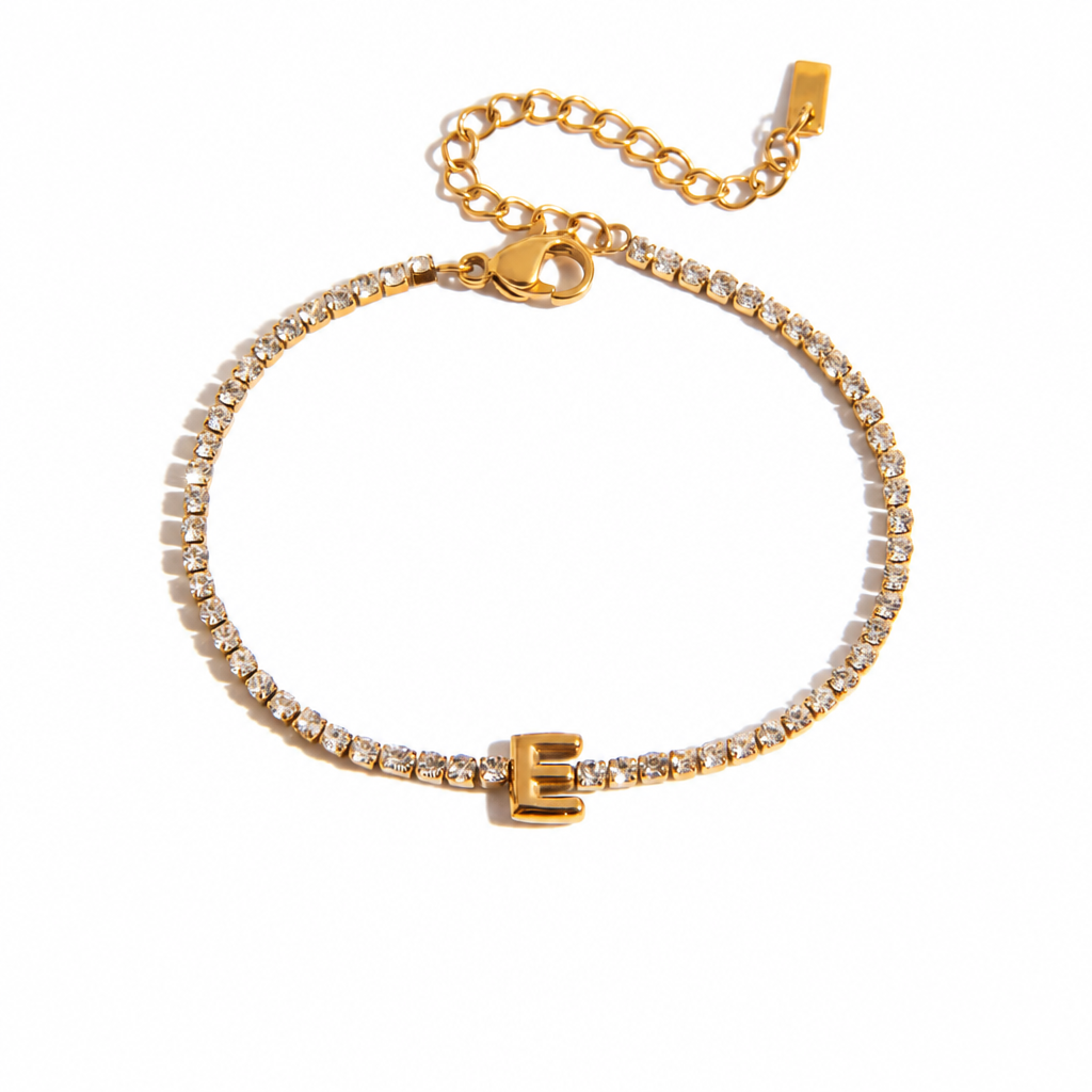 Initial Tennis Bracelet - E
