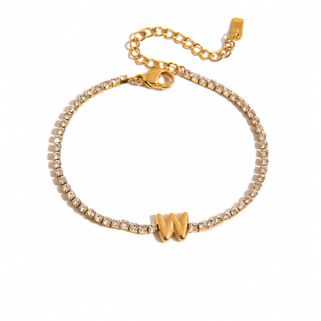 Initial Tennis Bracelet - W