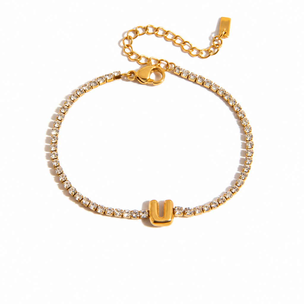 Initial Tennis Bracelet - U