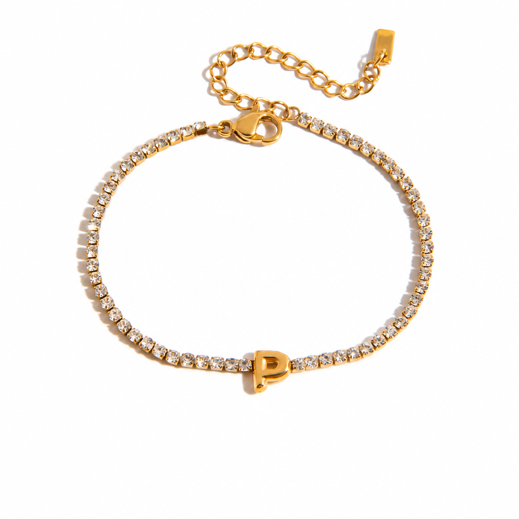 Initial Tennis Bracelet - P