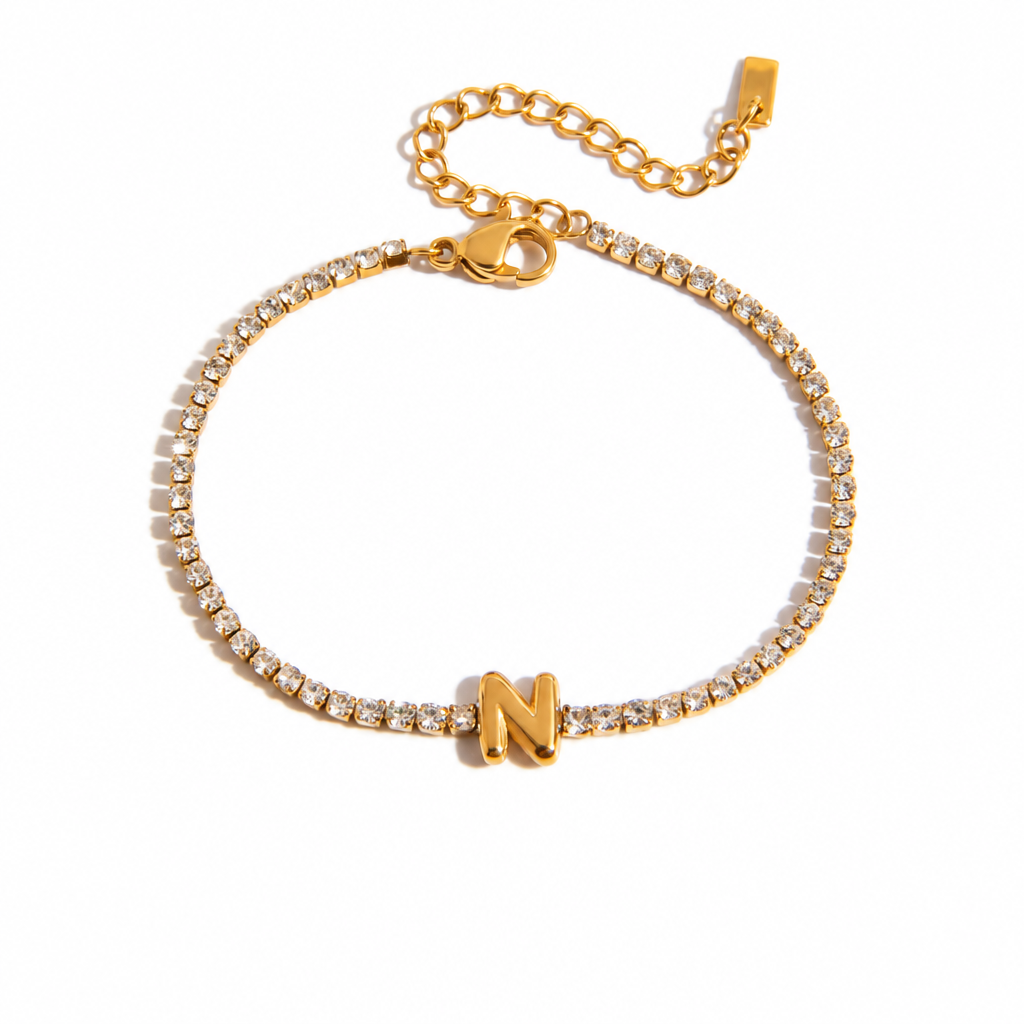 Initial Tennis Bracelet - N