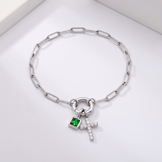 Birthstone Cross Clip Bracelet