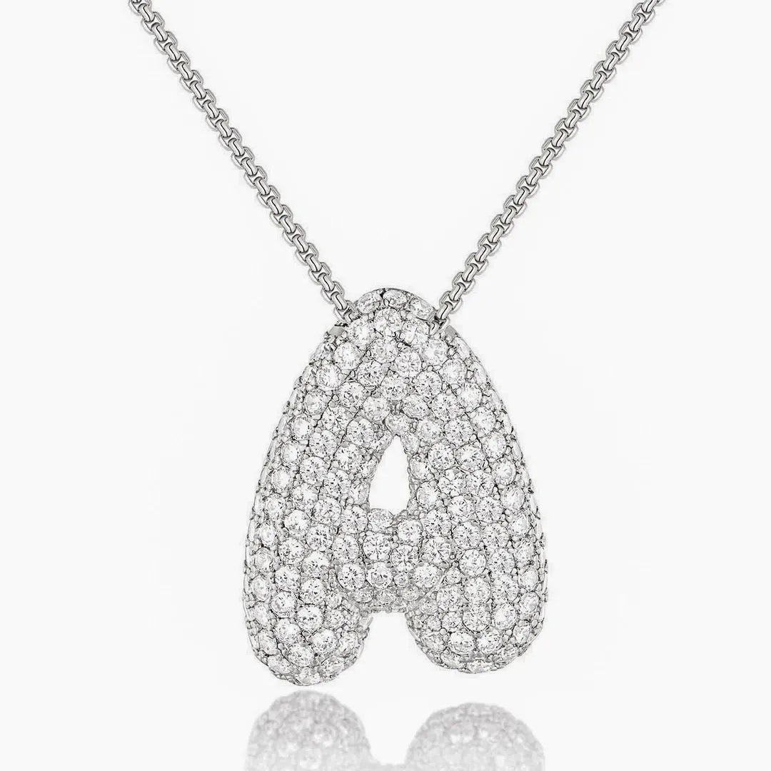Bubble Initial Diamond Necklace