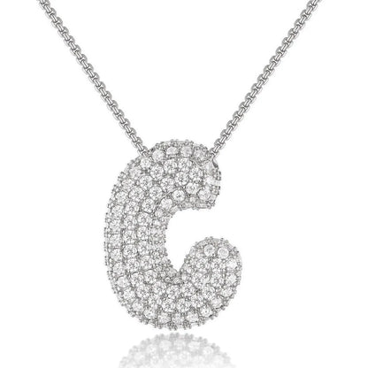 Bubble Initial Diamond Necklace