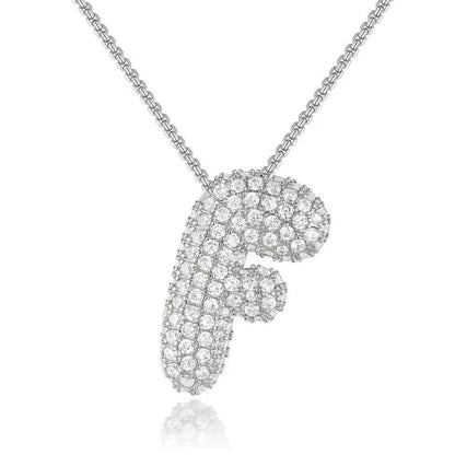 Bubble Initial Diamond Necklace