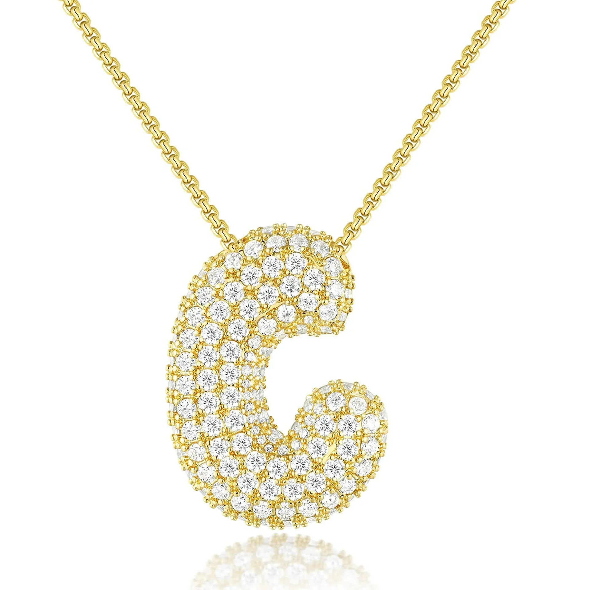 Bubble Initial Diamond Necklace