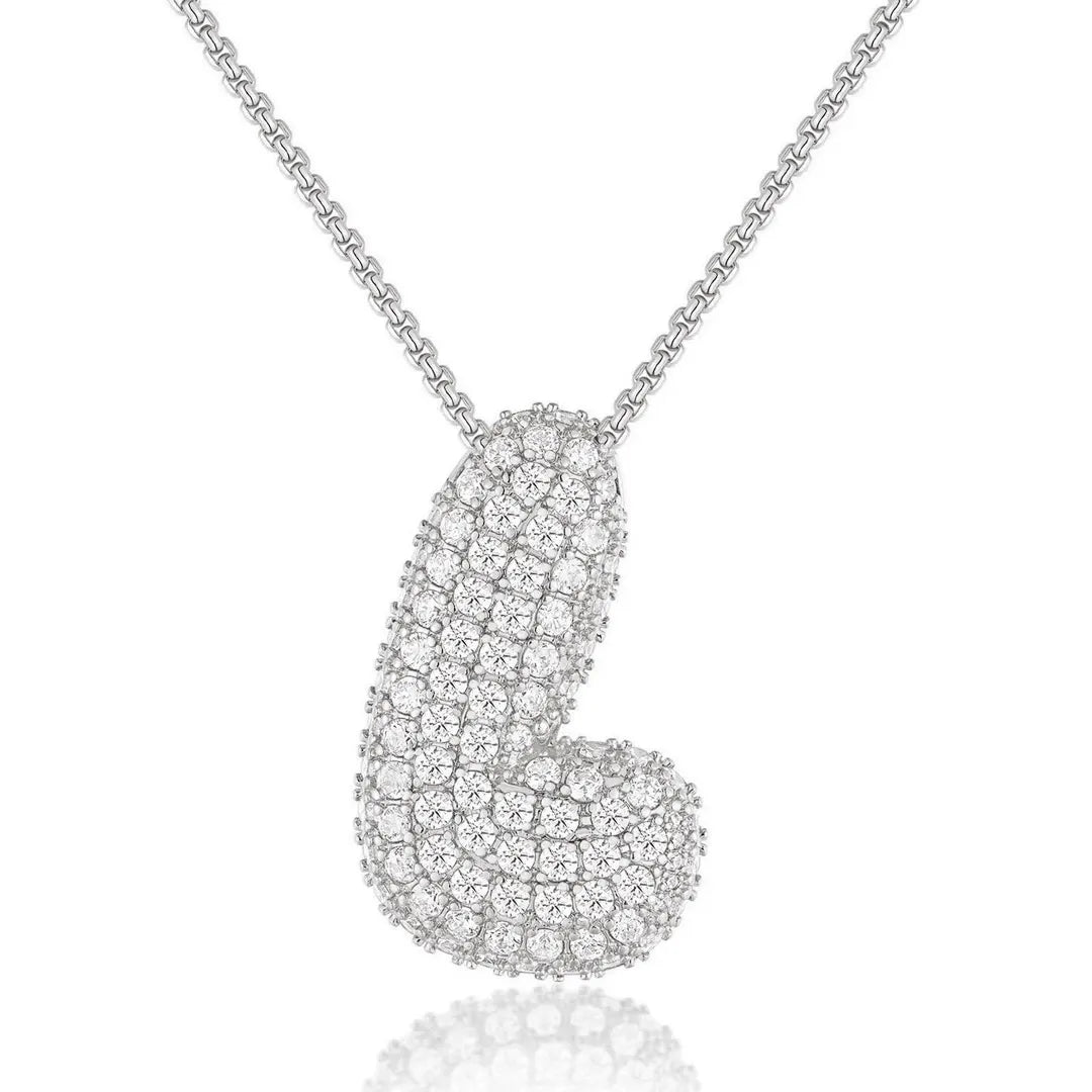 Bubble Initial Diamond Necklace