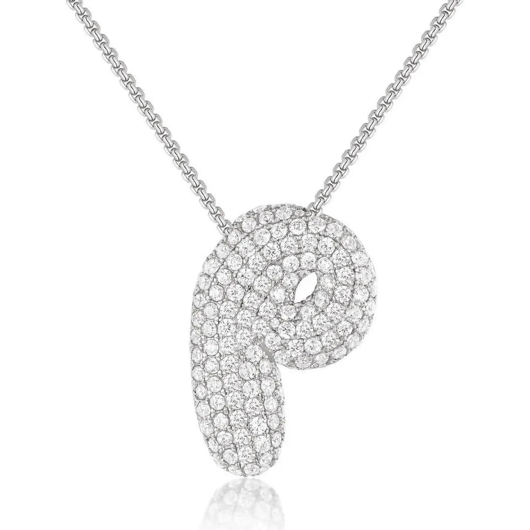Bubble Initial Diamond Necklace