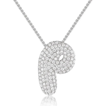 Bubble Initial Diamond Necklace