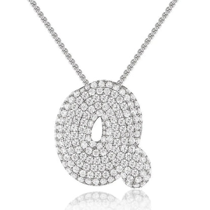 Bubble Initial Diamond Necklace