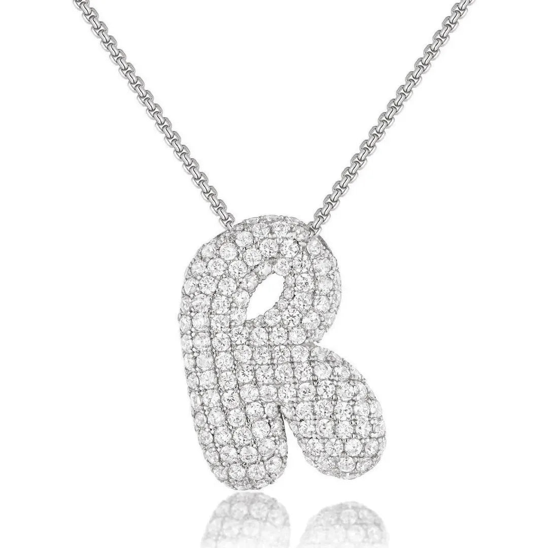 Bubble Initial Diamond Necklace