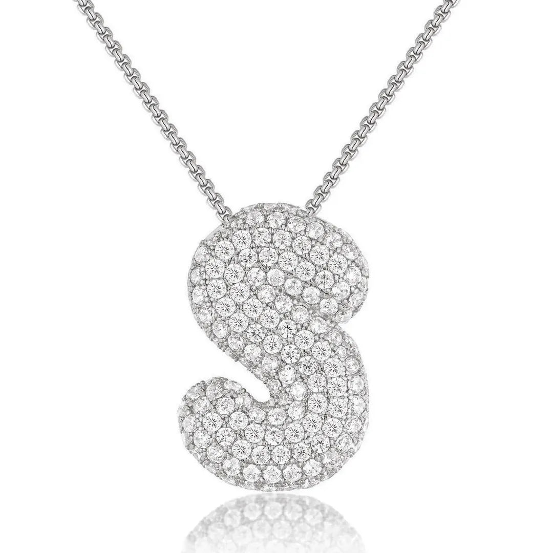 Bubble Initial Diamond Necklace