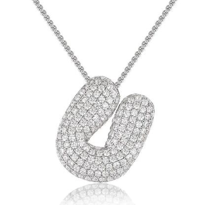 Bubble Initial Diamond Necklace