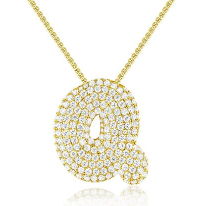 Bubble Initial Diamond Necklace
