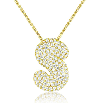 Bubble Initial Diamond Necklace