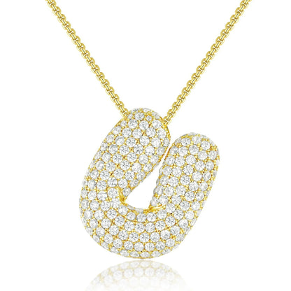 Bubble Initial Diamond Necklace