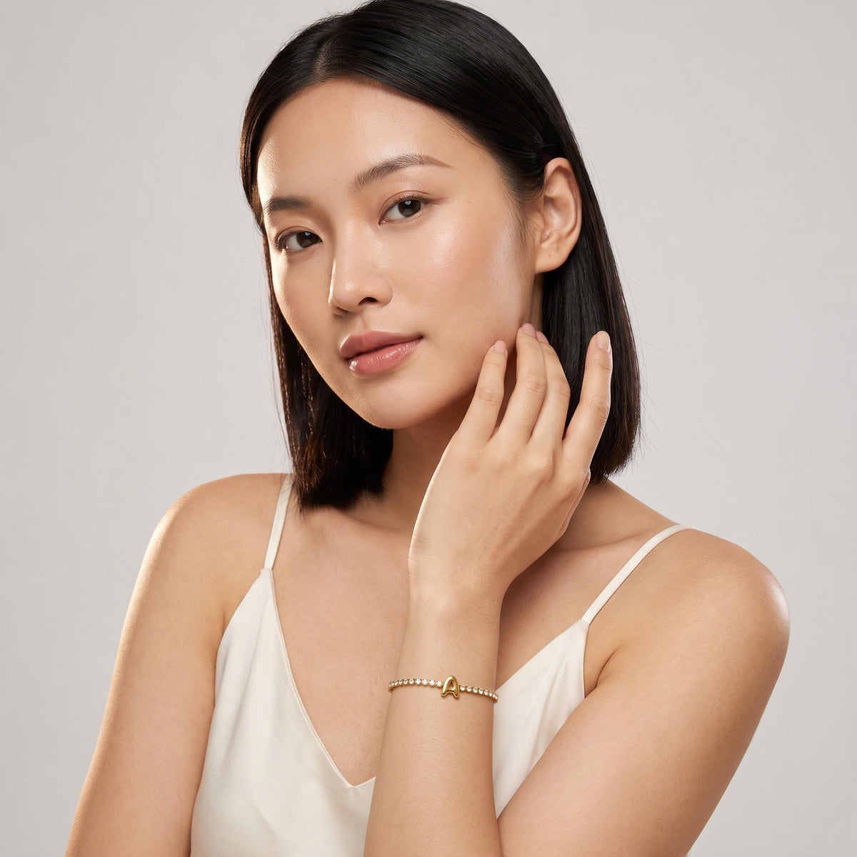 Initial Tennis Bracelet worn by a model