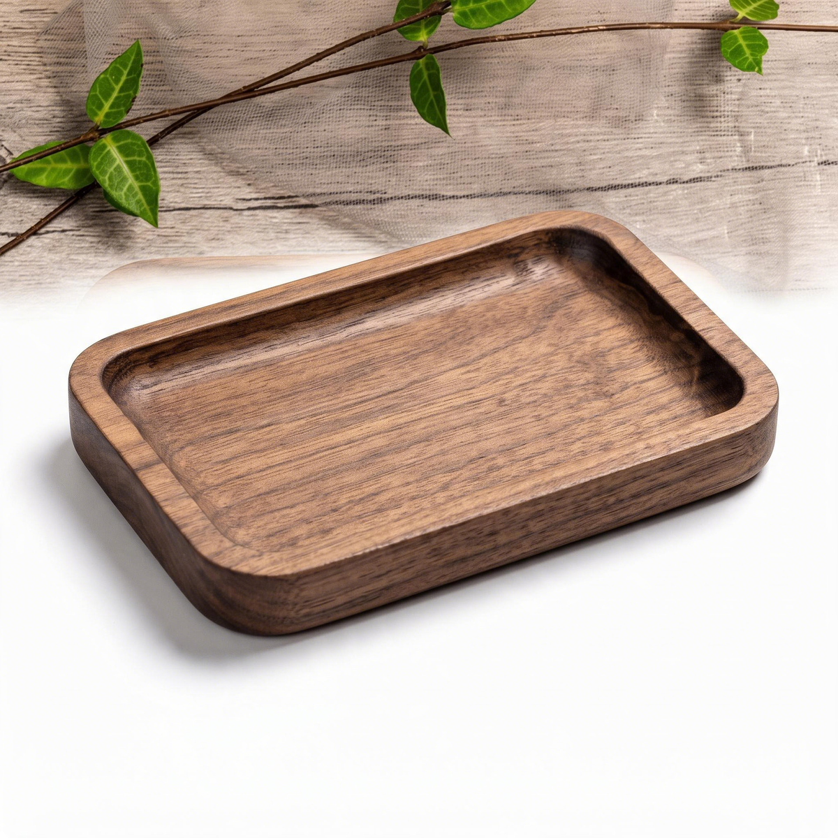 Solid walnut ring rest tray