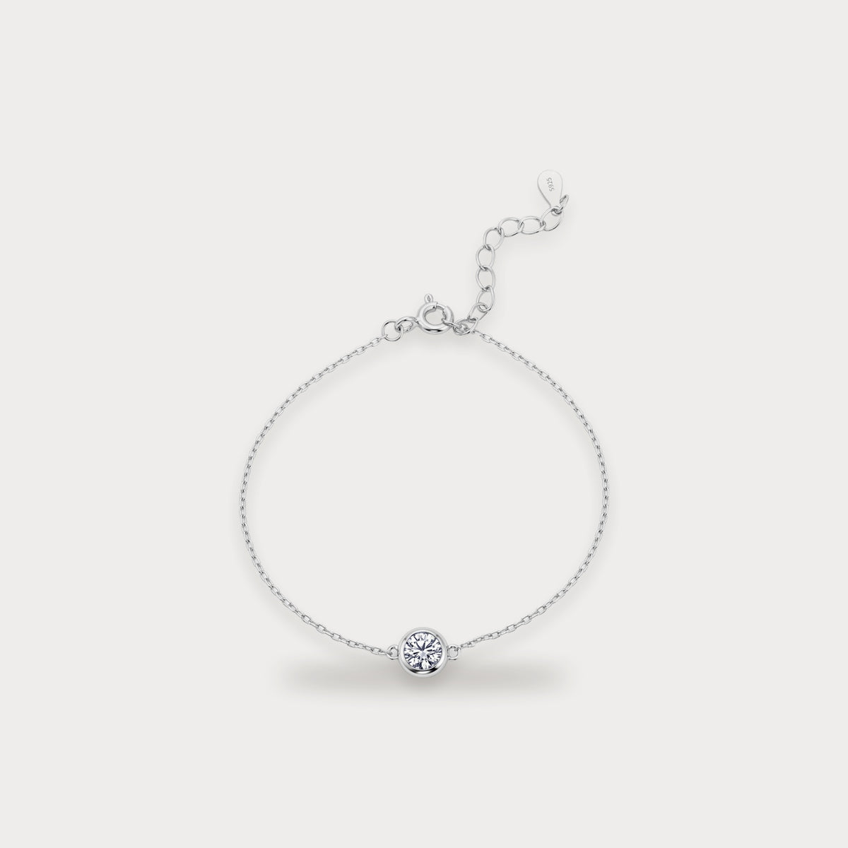 Lab Diamond Bezel Solitaire Bracelet in sterling silver