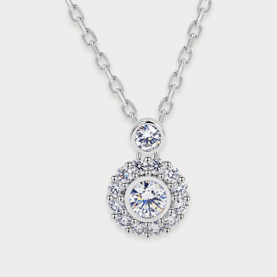 Lab Diamond Bubble Halo Pendant