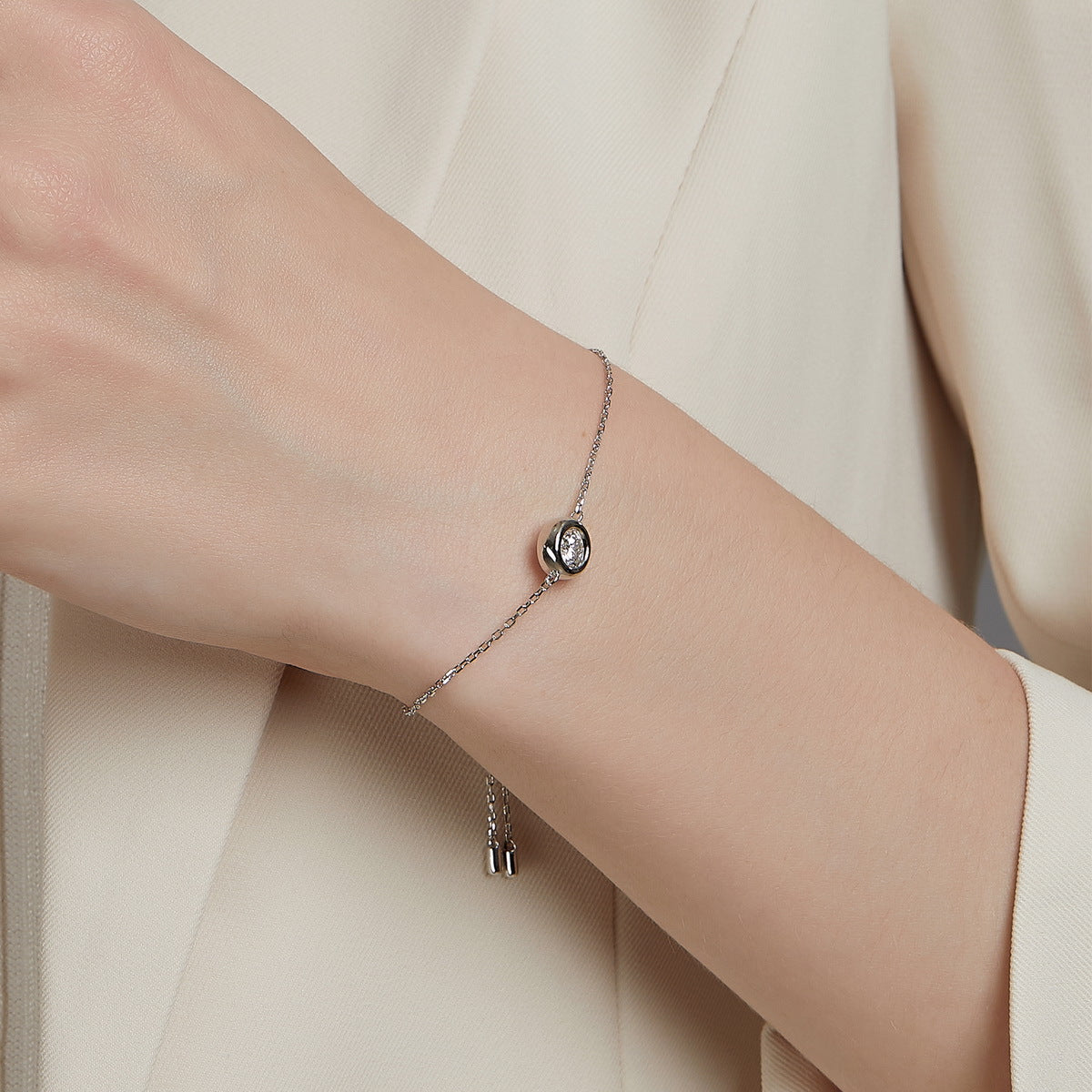 Bubble slider bracelet worn on the wrist